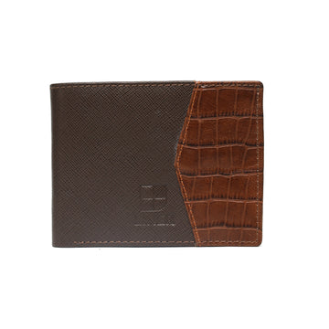 Men's Bi-Fold Wallet with Textured and Crocodile