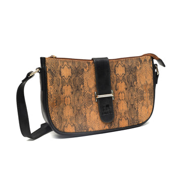 Brown Faux Snakeskin Crossbody Bag