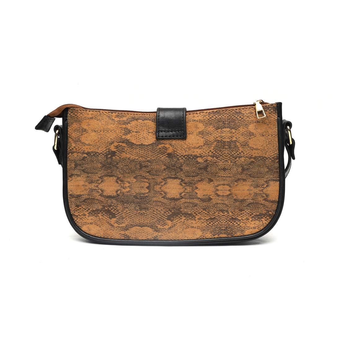 Brown Faux Snakeskin Crossbody Bag